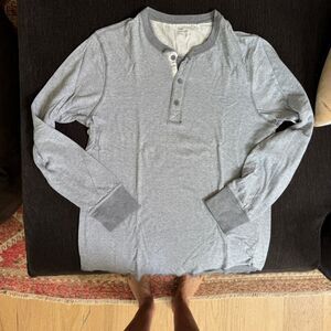 Gap Men’s Gray Long Sleeve Thermal V-Neck Henley Long Sleeve Gray T-Shirt Sz L